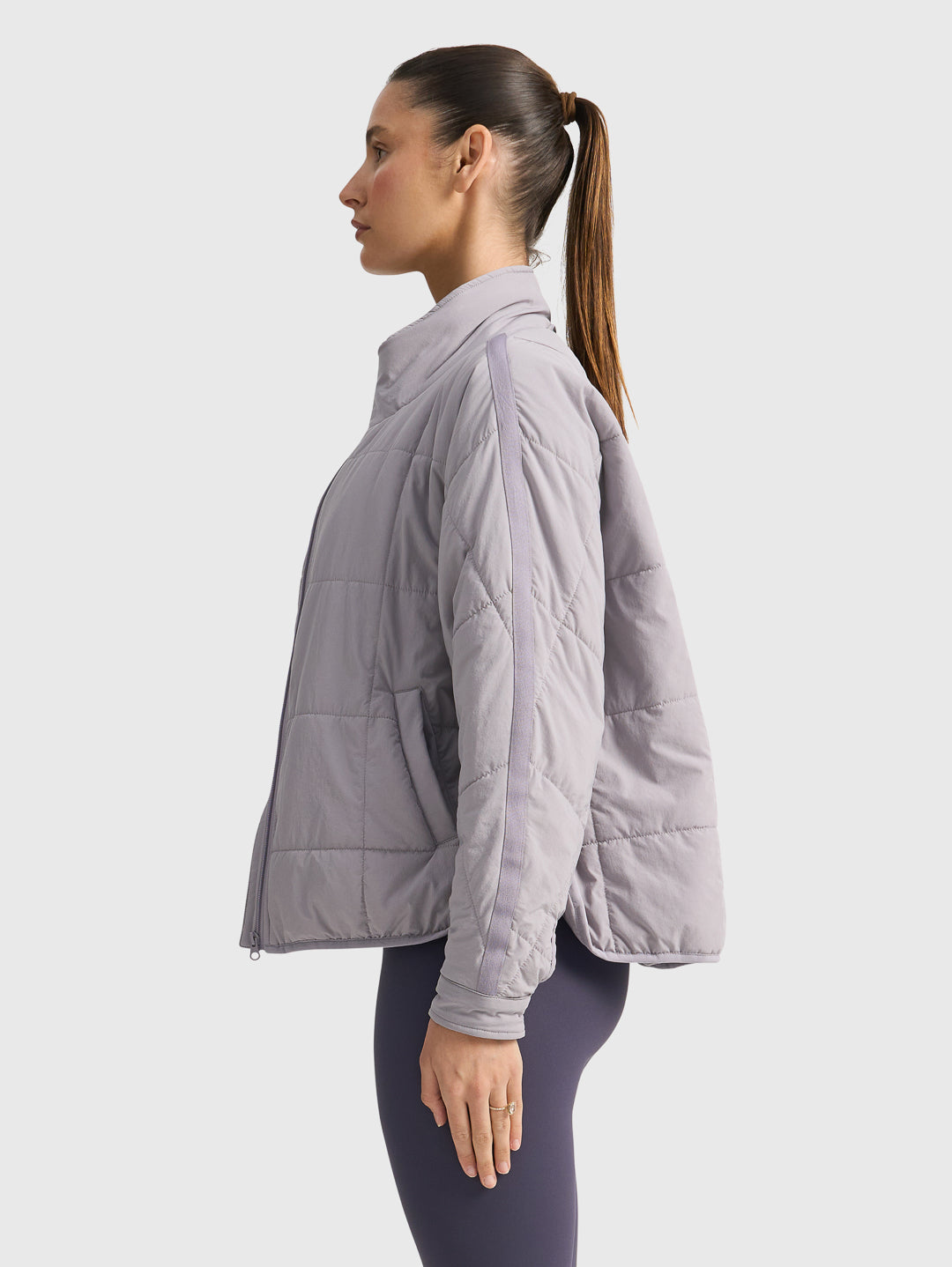 COURT SIDE QUILTED JACKET-DUSTY PURPLE