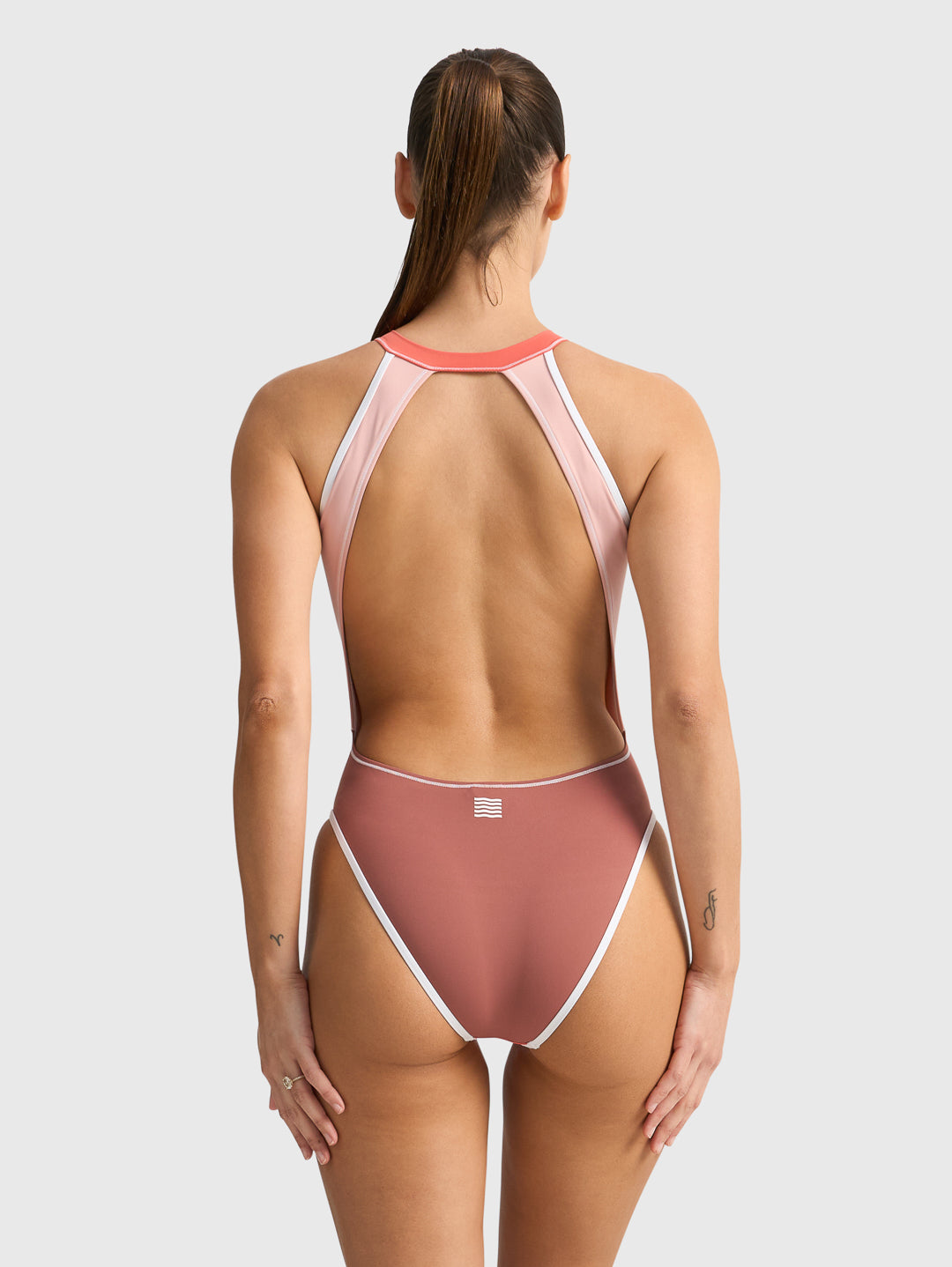 SPORT CLUB HYBRID SWIMSUIT - Caffe