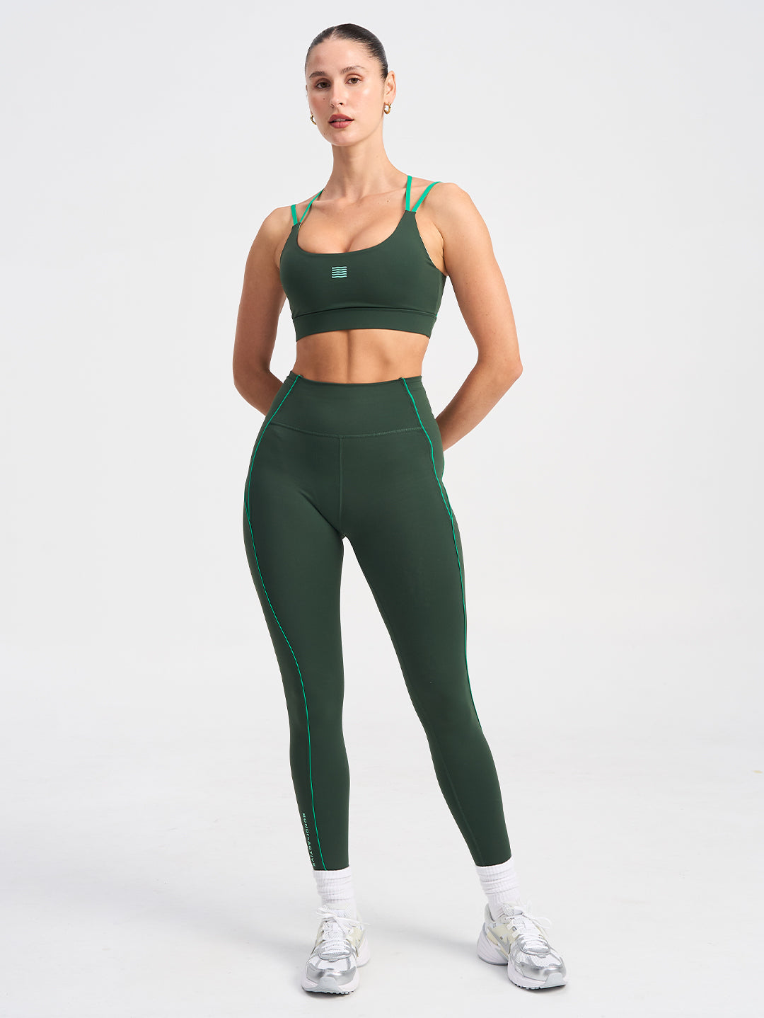 Piped Full Length Leggings - Green