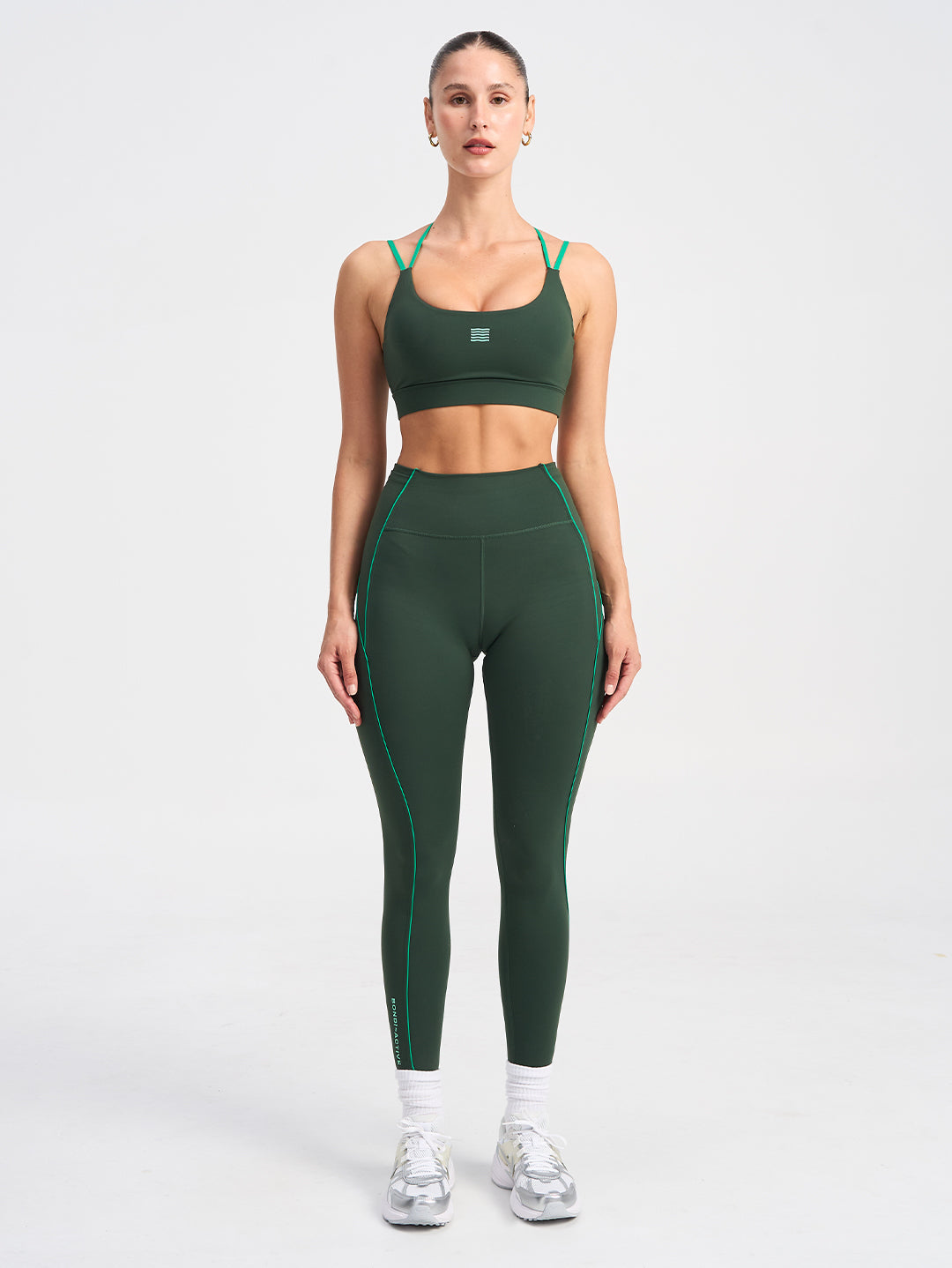 Piped Full Length Leggings - Green