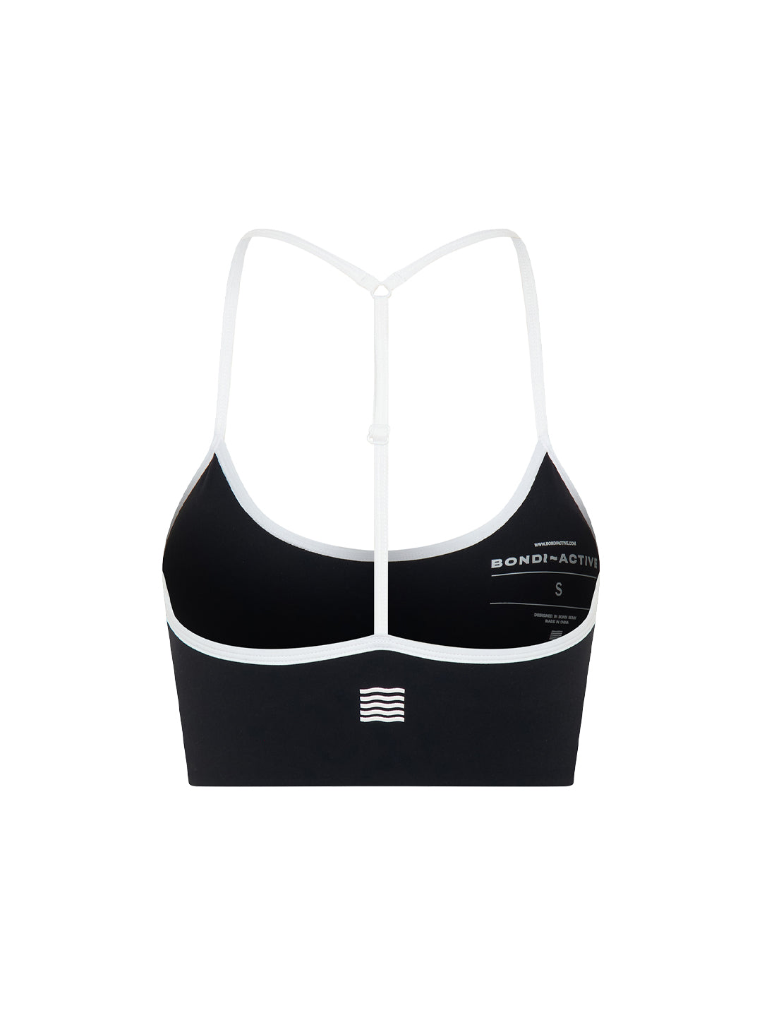 black and white sports bra crop back view product image