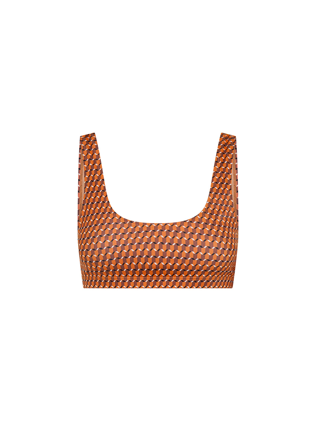 SCOOP NECK SWIM TOP - Geo Orange