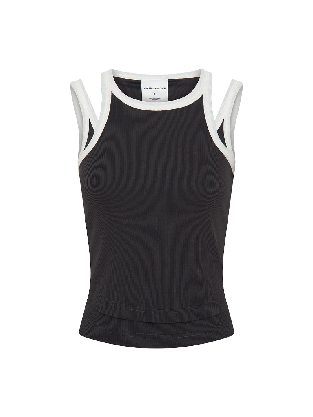 asphalt grey and white layered tank front view product image