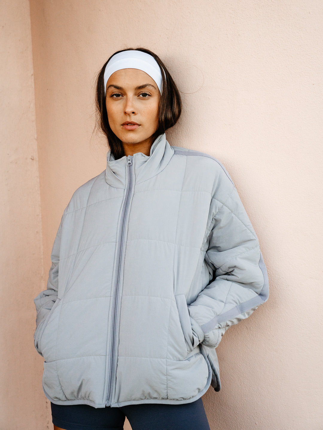 COURT SIDE QUILTED JACKET-DUSTY PURPLE