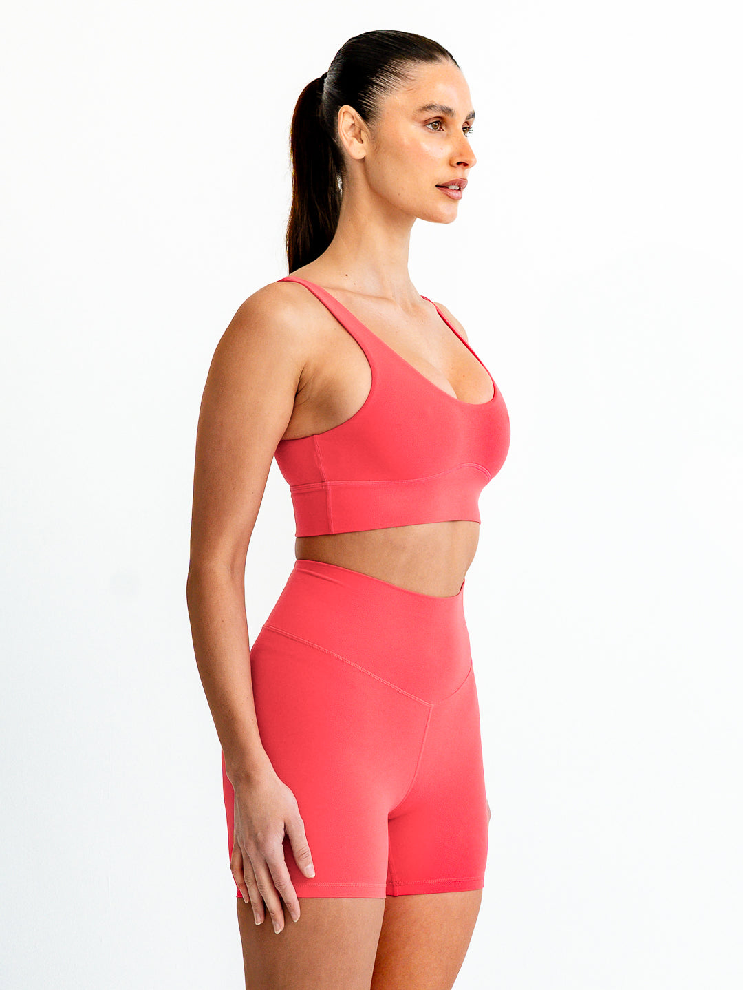 Speedway Repetition Crop - Bright Coral