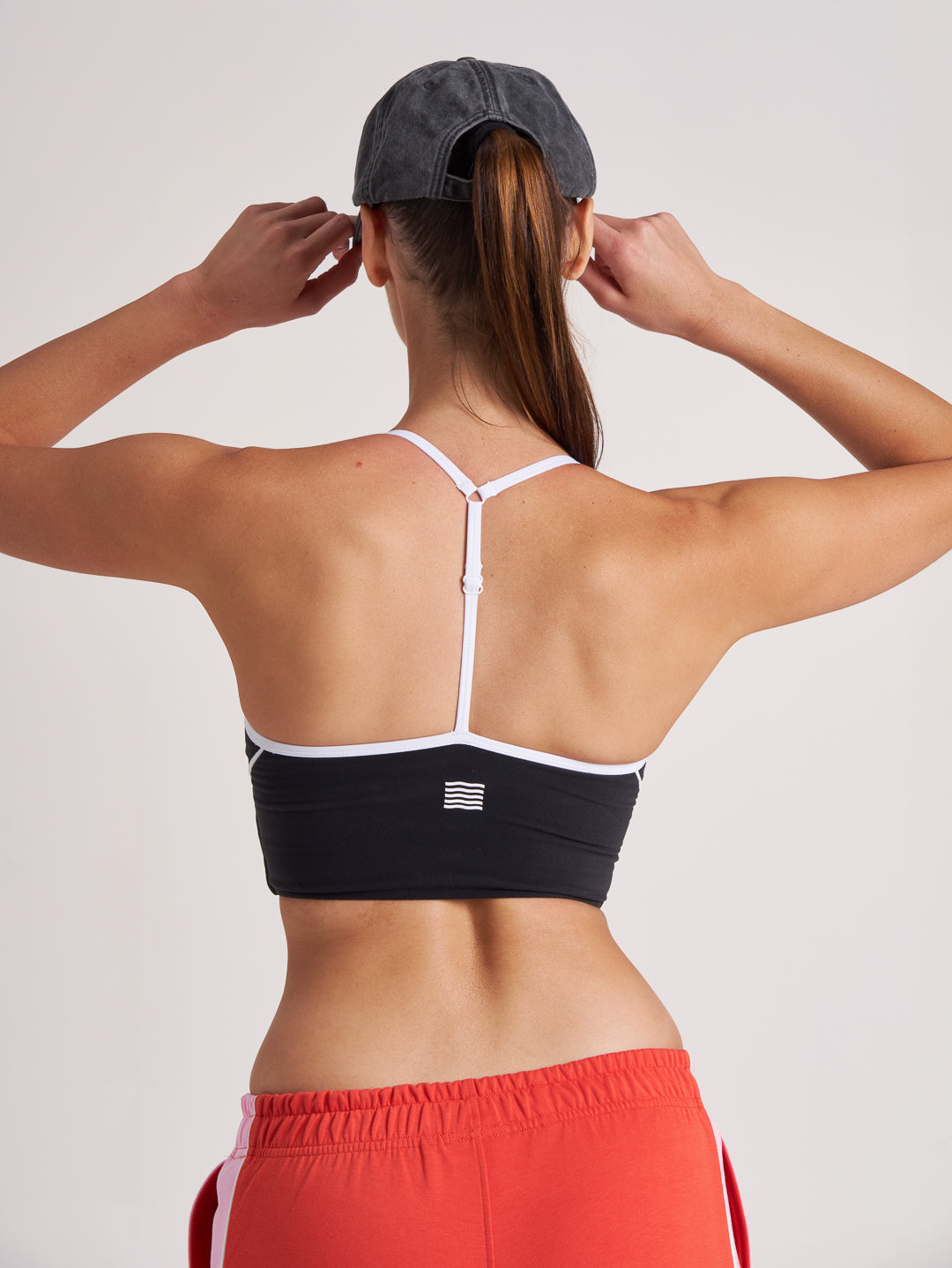 Back view of washed black and white cap
