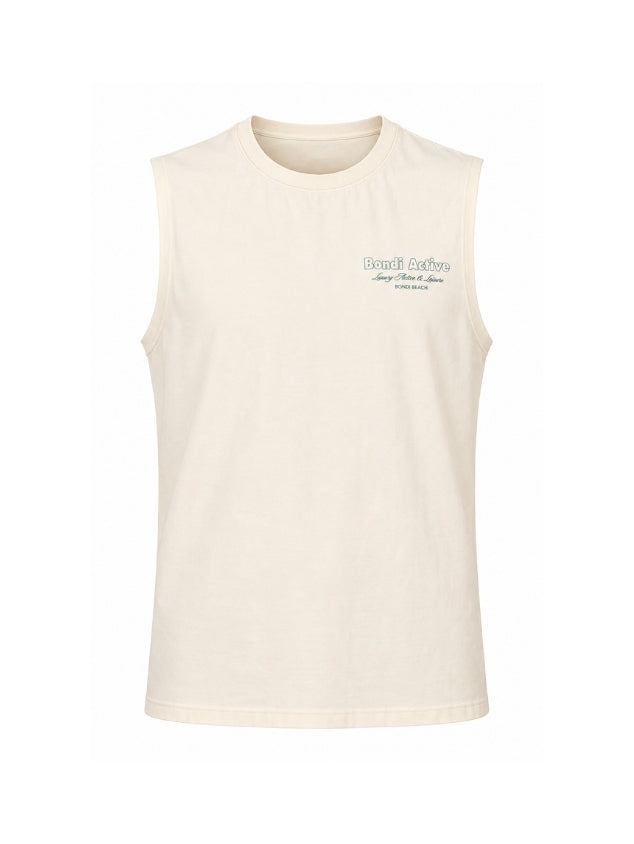 Mens soft cotton tank in a relaxed fit with mongram detailing on the chest and art print on the back with a oversized casual fit.