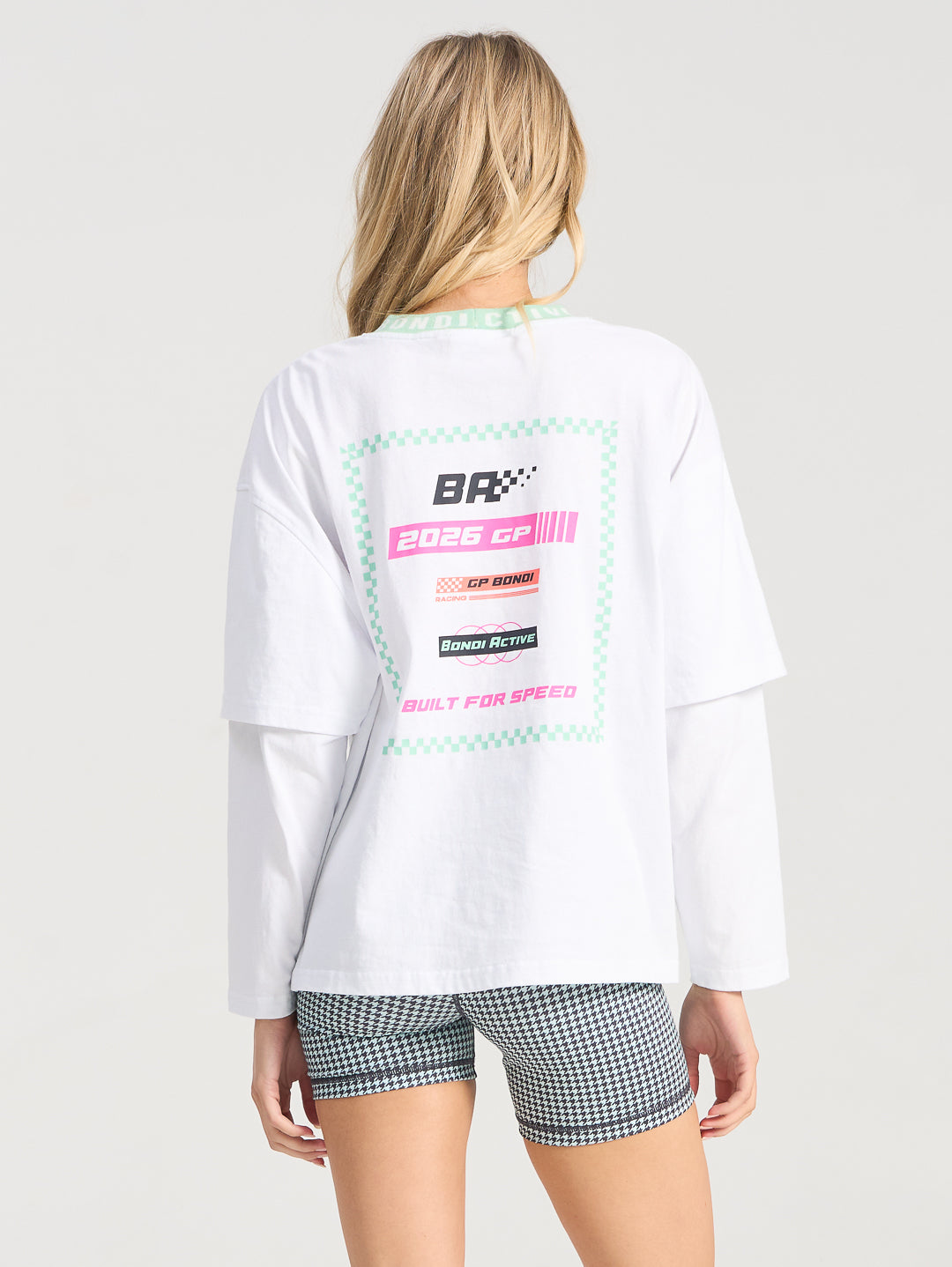 Speedway Layered Long Sleeve Tee - White