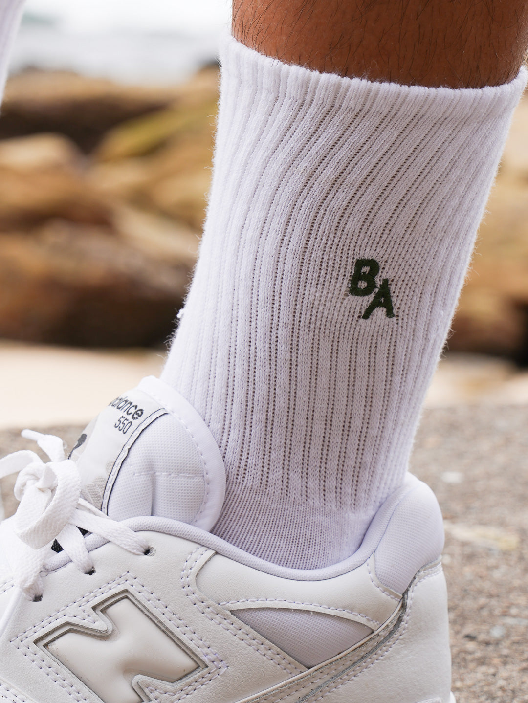 Logo Sock 2 Pack (White/Sage)