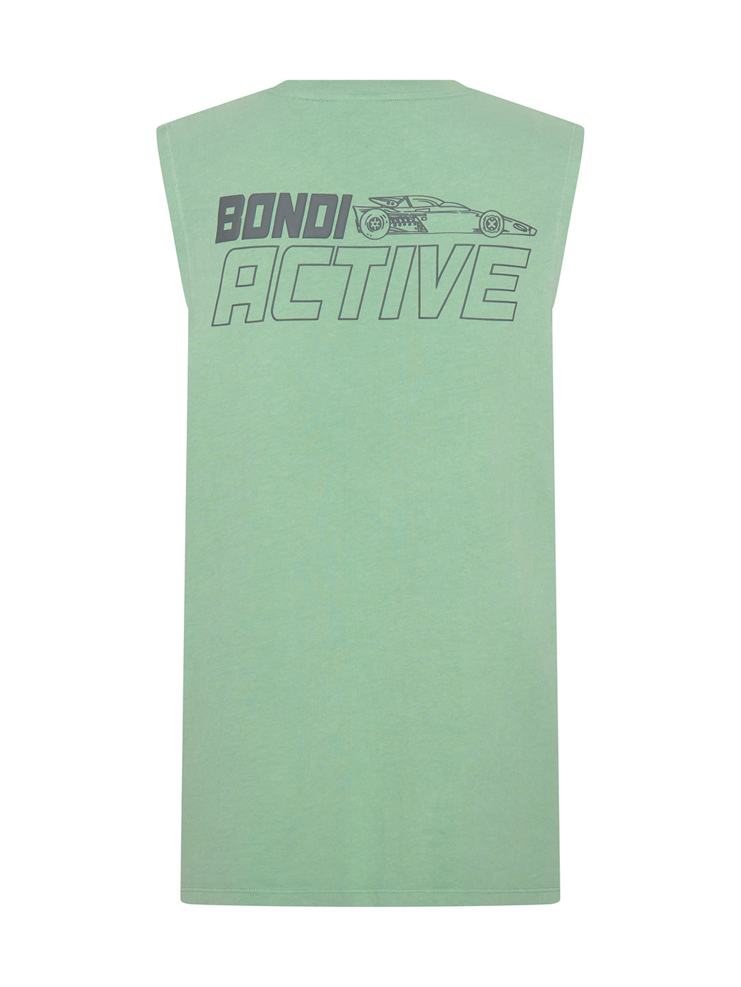 mint green and asphalt grey tank top back view product image