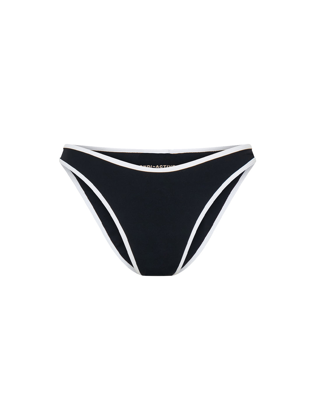 black and white swim bottom front view product image