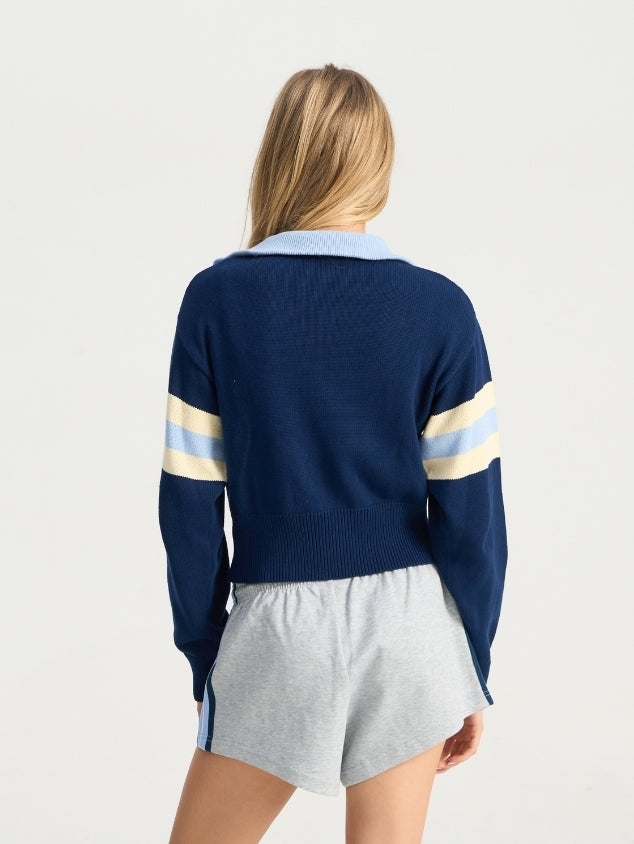 Victory Zip Knit - Navy