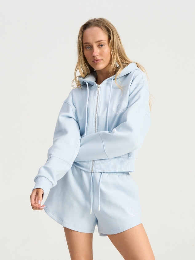 Slow Mode Crop Hoodie - Chambray Blue