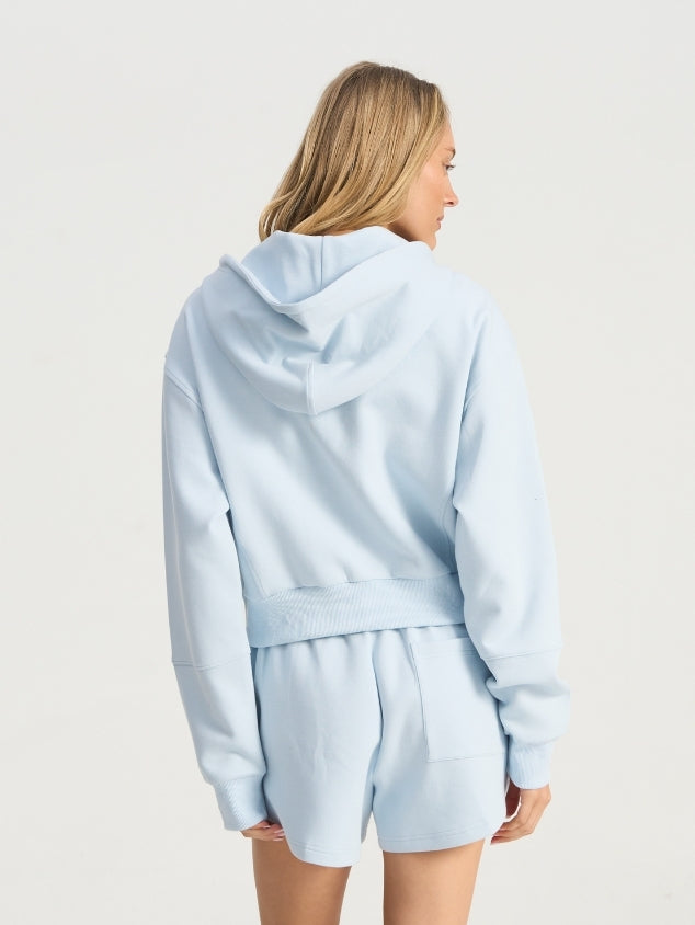 Slow Mode Crop Hoodie - Chambray Blue