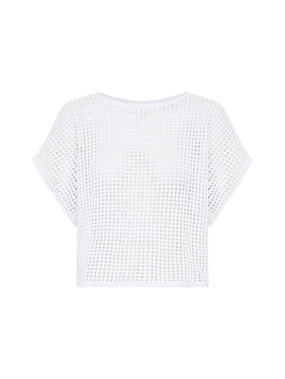 Sports Club Pointelle Crop Tee - White