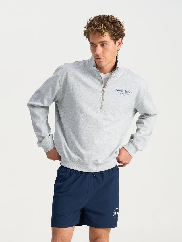 1/4 Zip Sweat - Grey Marle
