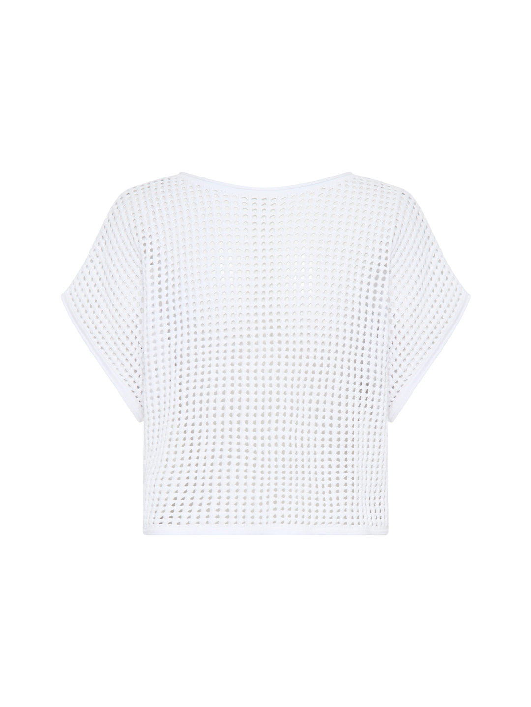 Sports Club Pointelle Crop Tee - White