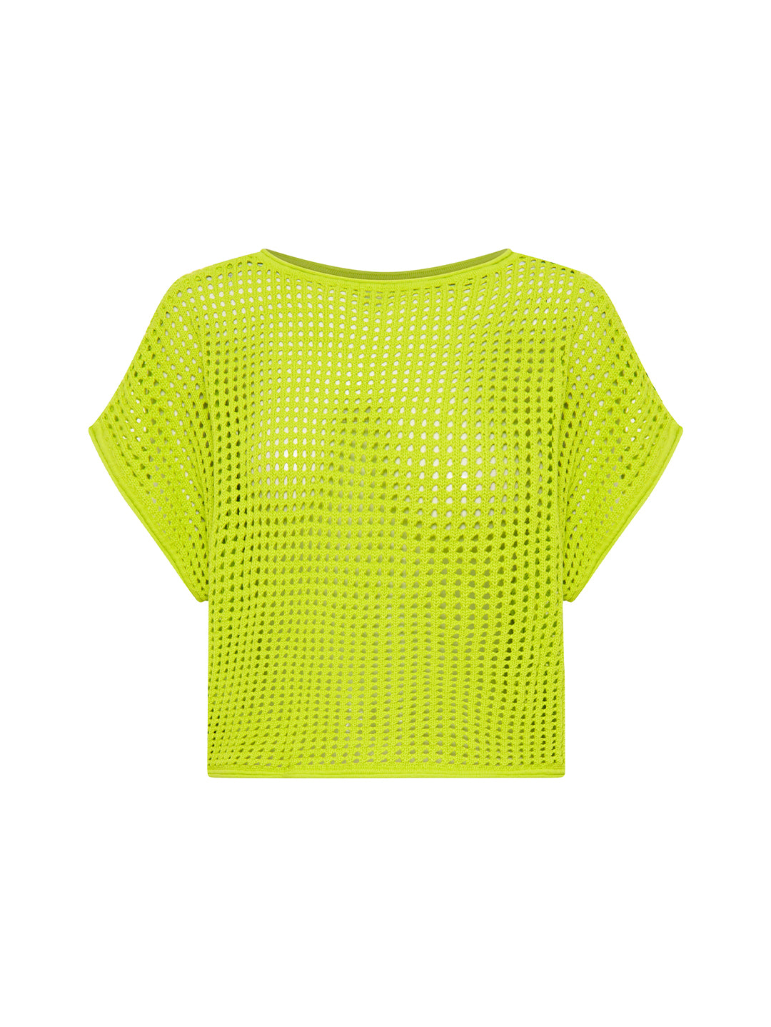 Sports Club Pointelle Crop Tee - Chartreuse