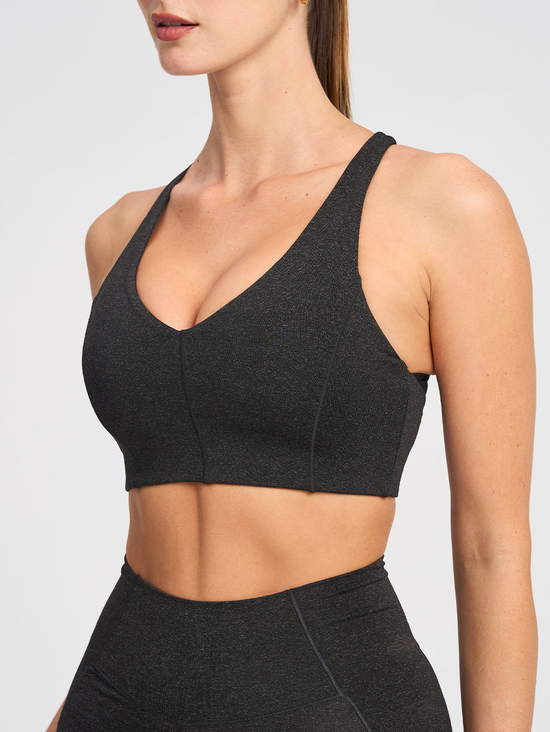 V Neck Support Bra - Black Marle