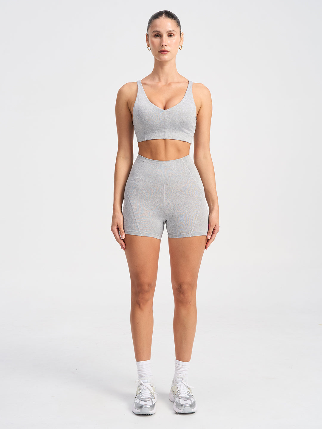 V Neck Support Bra - Grey Marle