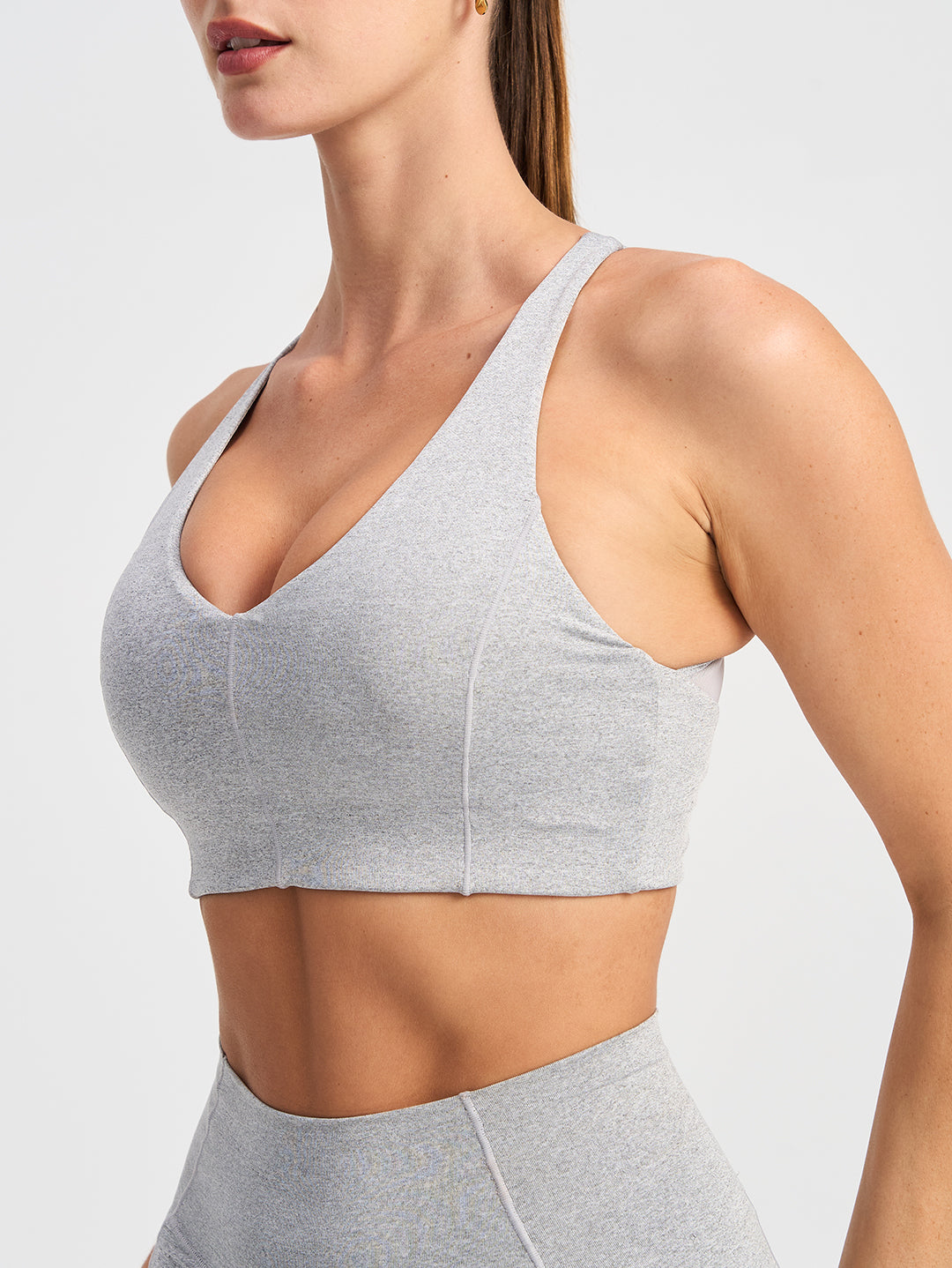 V Neck Support Bra - Grey Marle