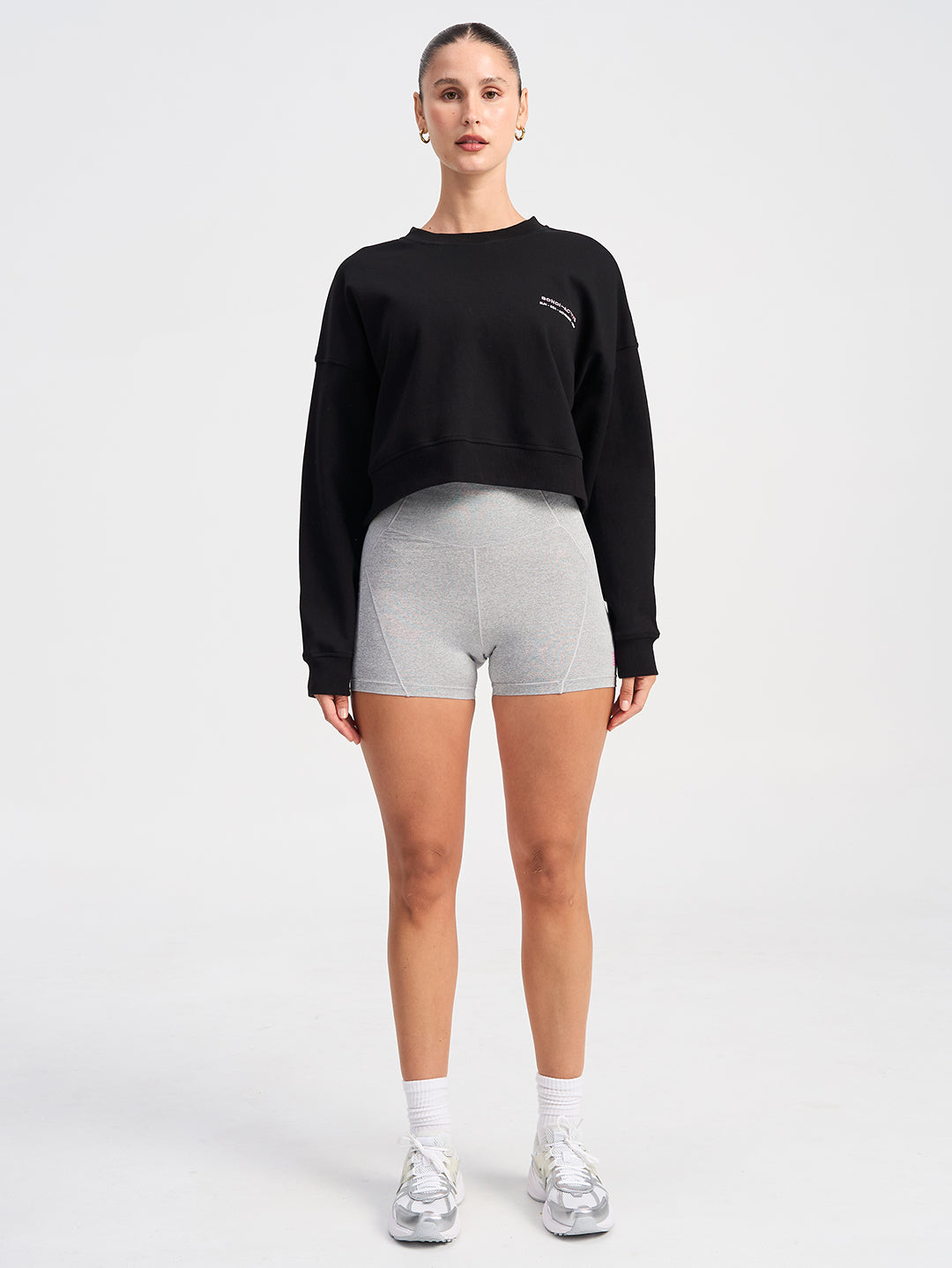 Cropped Interlock Sweat  - Black