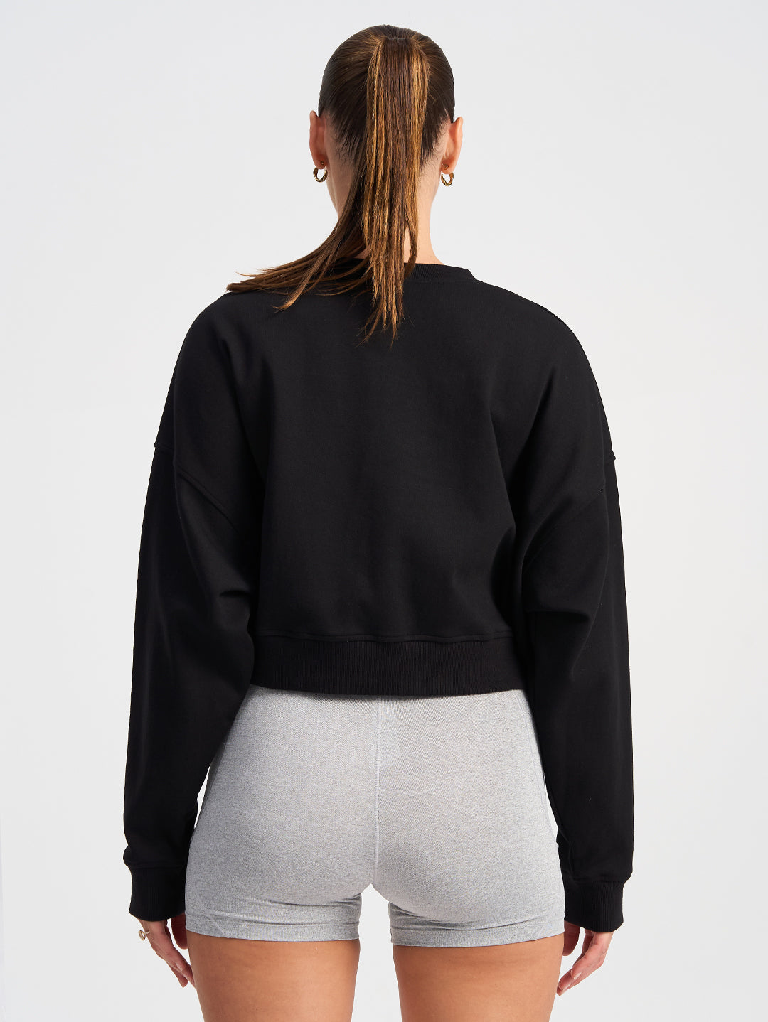 Cropped Interlock Sweat  - Black