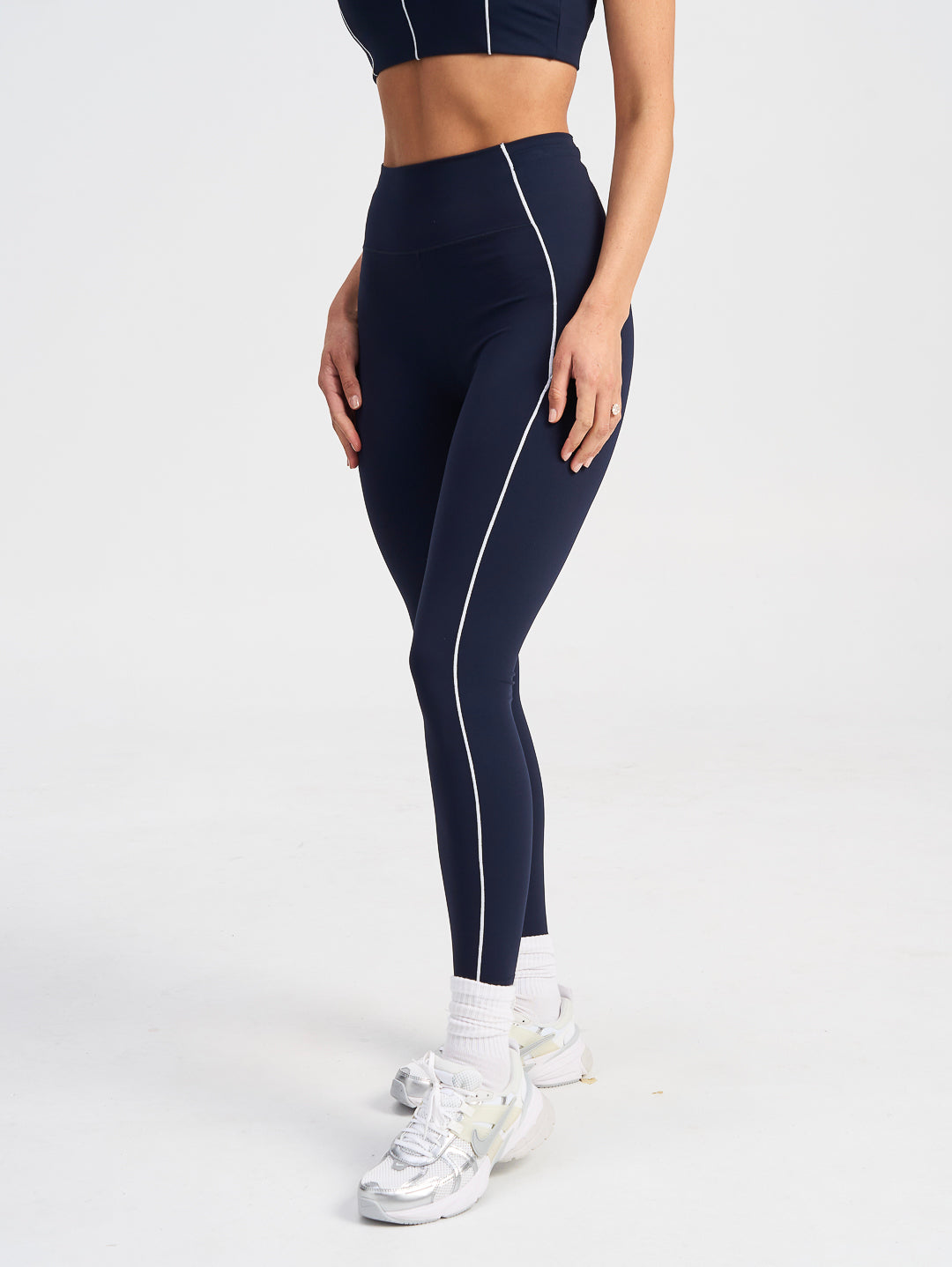 Sports Club Full Length Legging - Navy/White