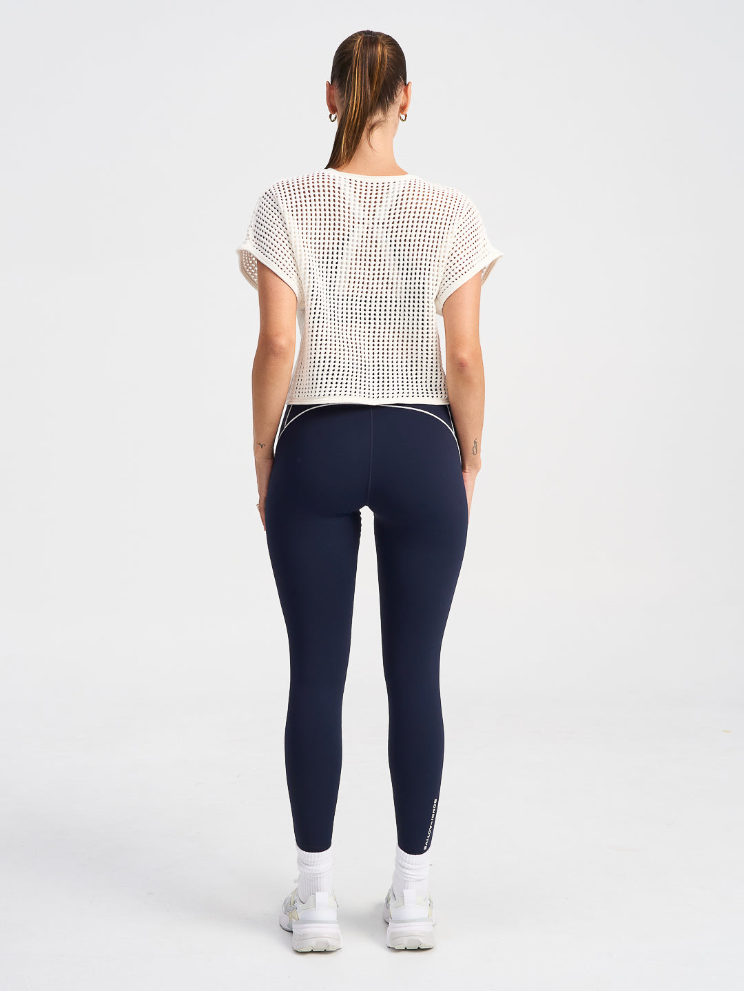 Sports Club Pointelle Crop Tee - White