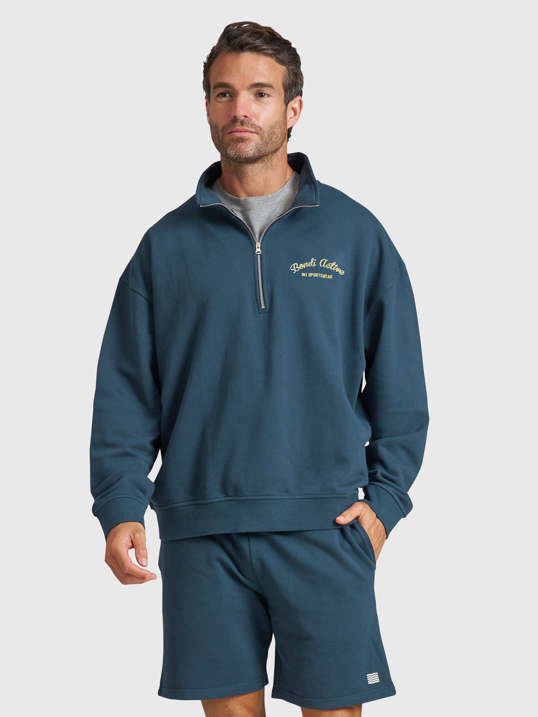 Forma 1/4 Zip Sweat - Washed Teal