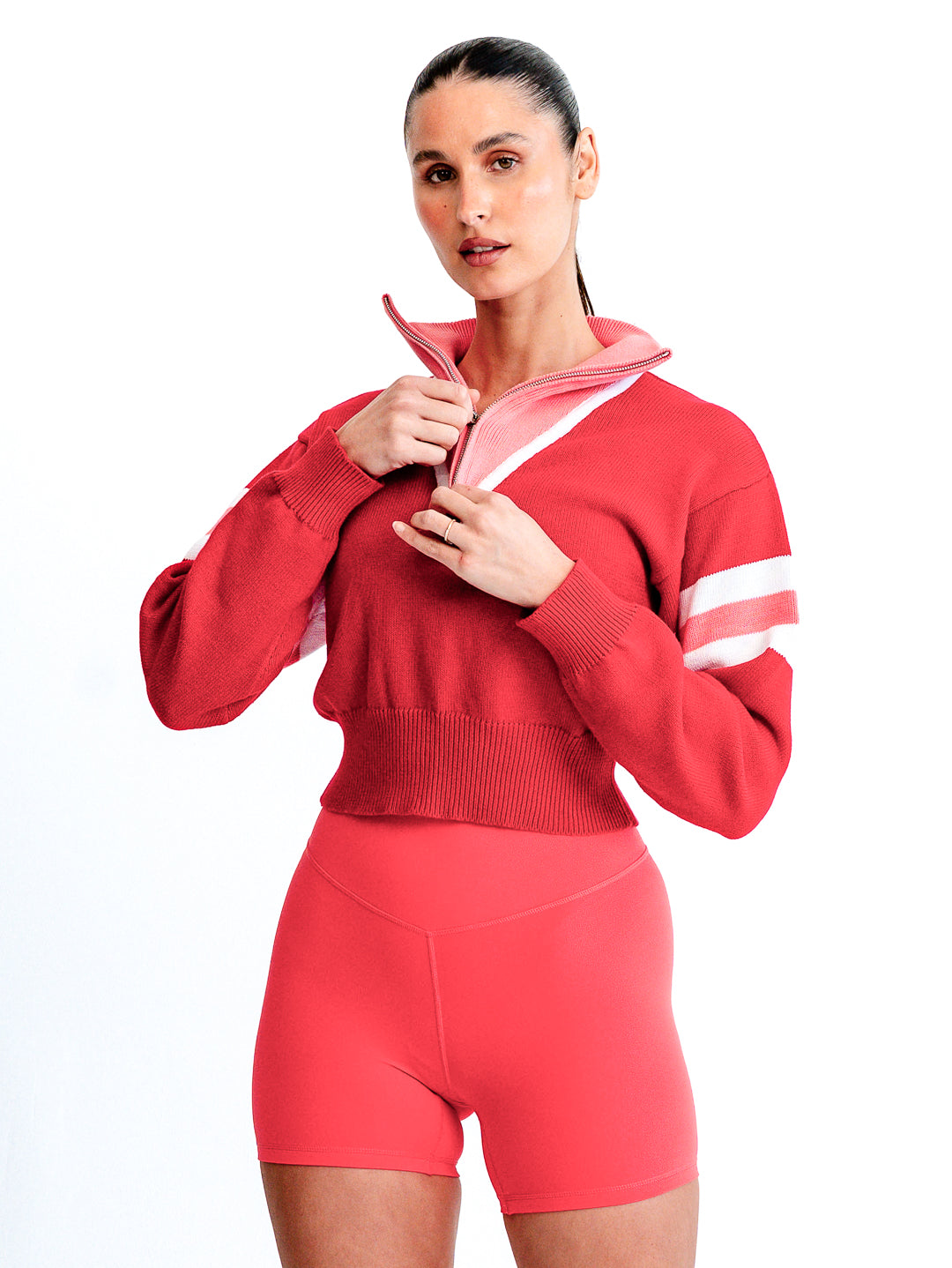 Red sweater 1/2 zip 100% Cotton'