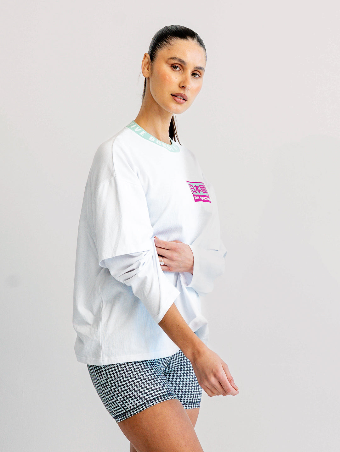 Speedway Layered Long Sleeve Tee - White