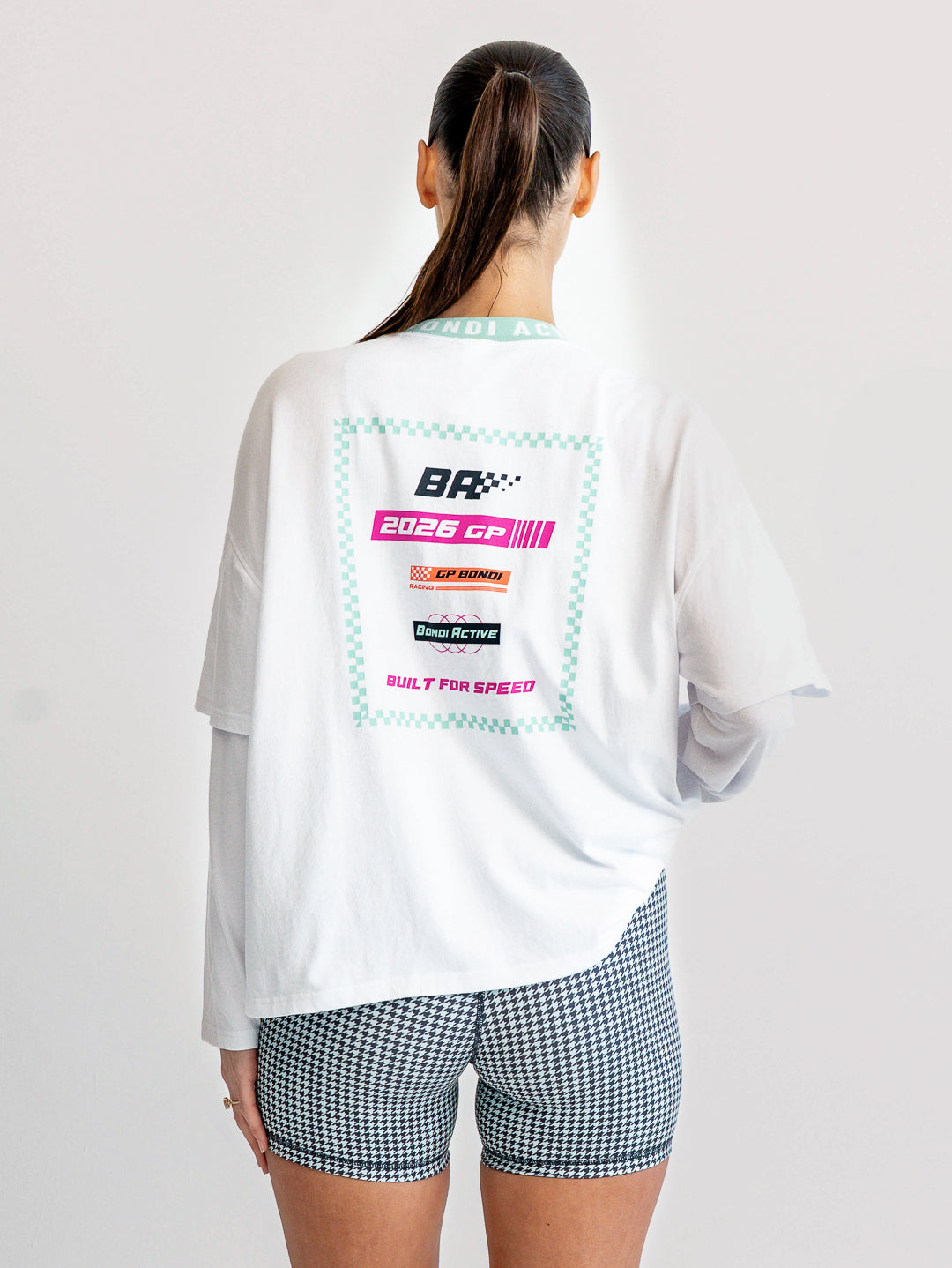 Speedway Layered Long Sleeve Tee - White