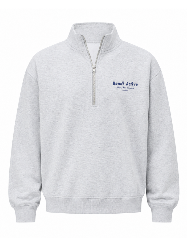 1/4 Zip Sweat - Grey Marle