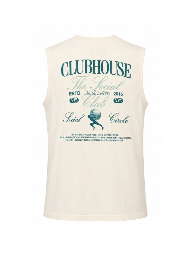 Mens soft cotton tank in a relaxed fit with  mongram detailing on the chest and art print on the back with a oversized casual fit.
