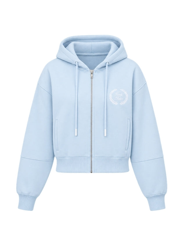 Slow Mode Crop Hoodie - Chambray Blue