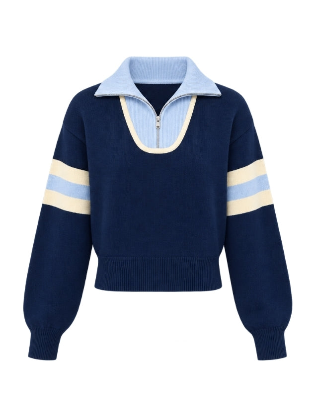 Victory Zip Knit - Navy