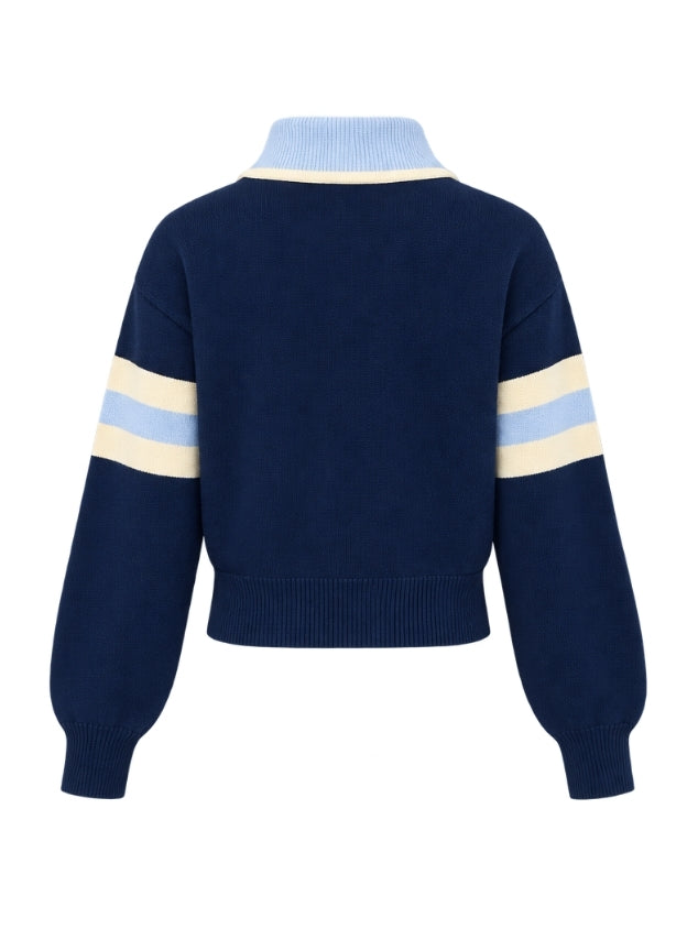 Victory Zip Knit - Navy