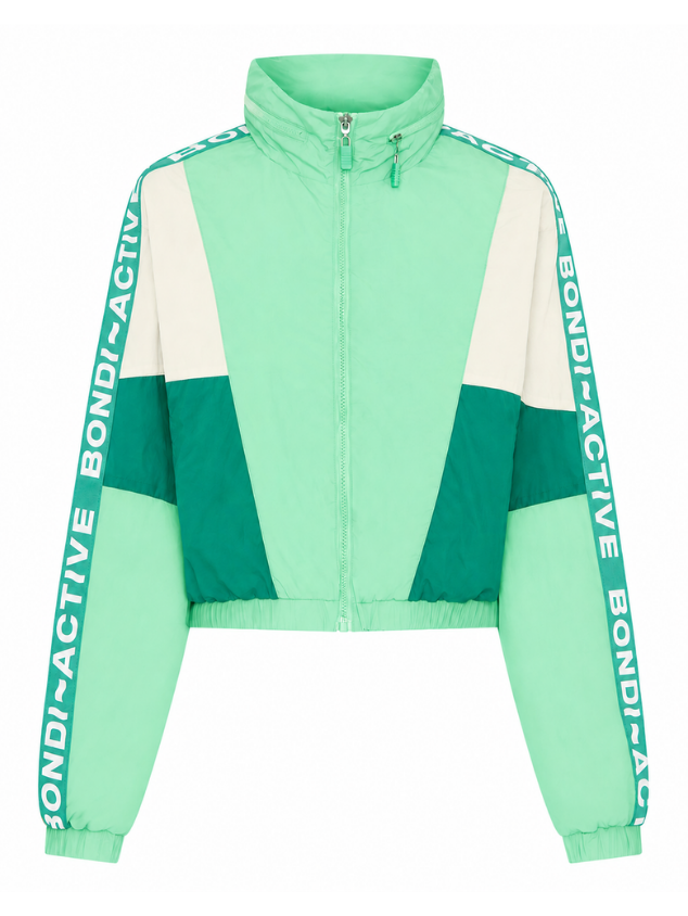 Cropped Windbreaker Hoodie - Green Multi