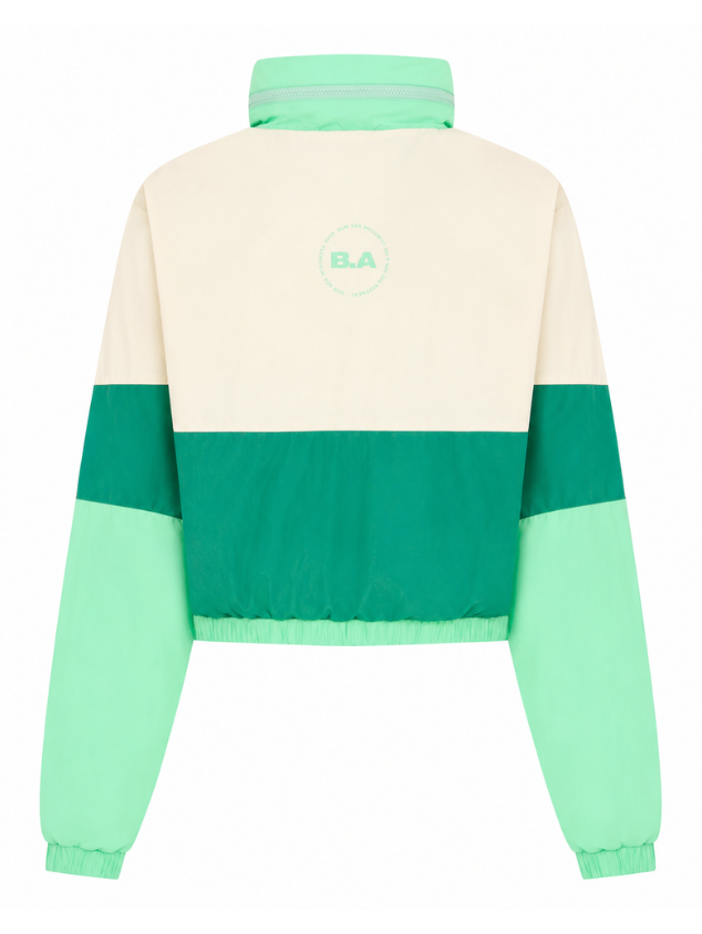 Cropped Windbreaker Hoodie - Green Multi