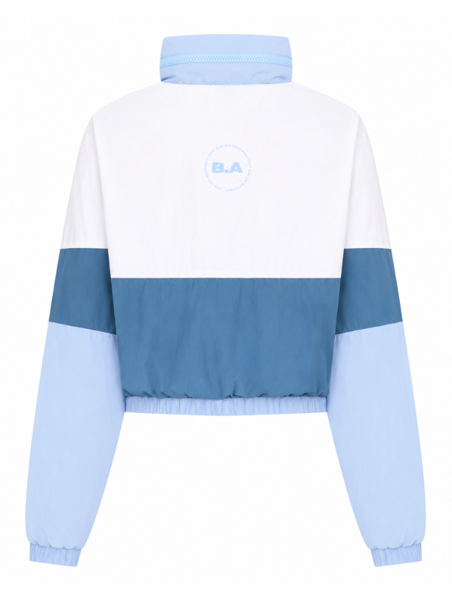 Cropped Windbreaker Hoodie - Blue Multi