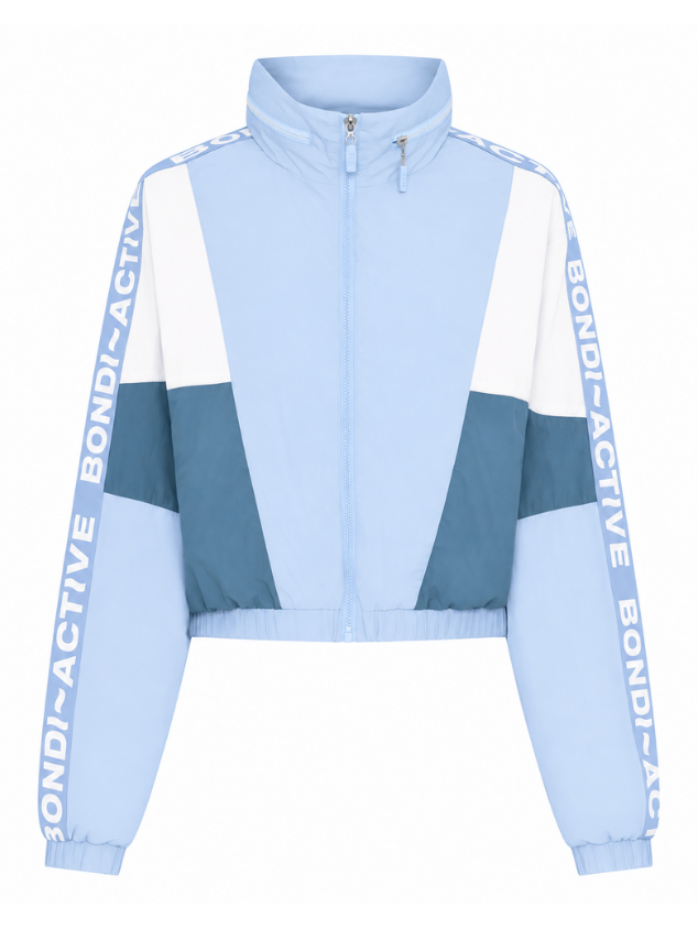 Cropped Windbreaker Hoodie - Blue Multi