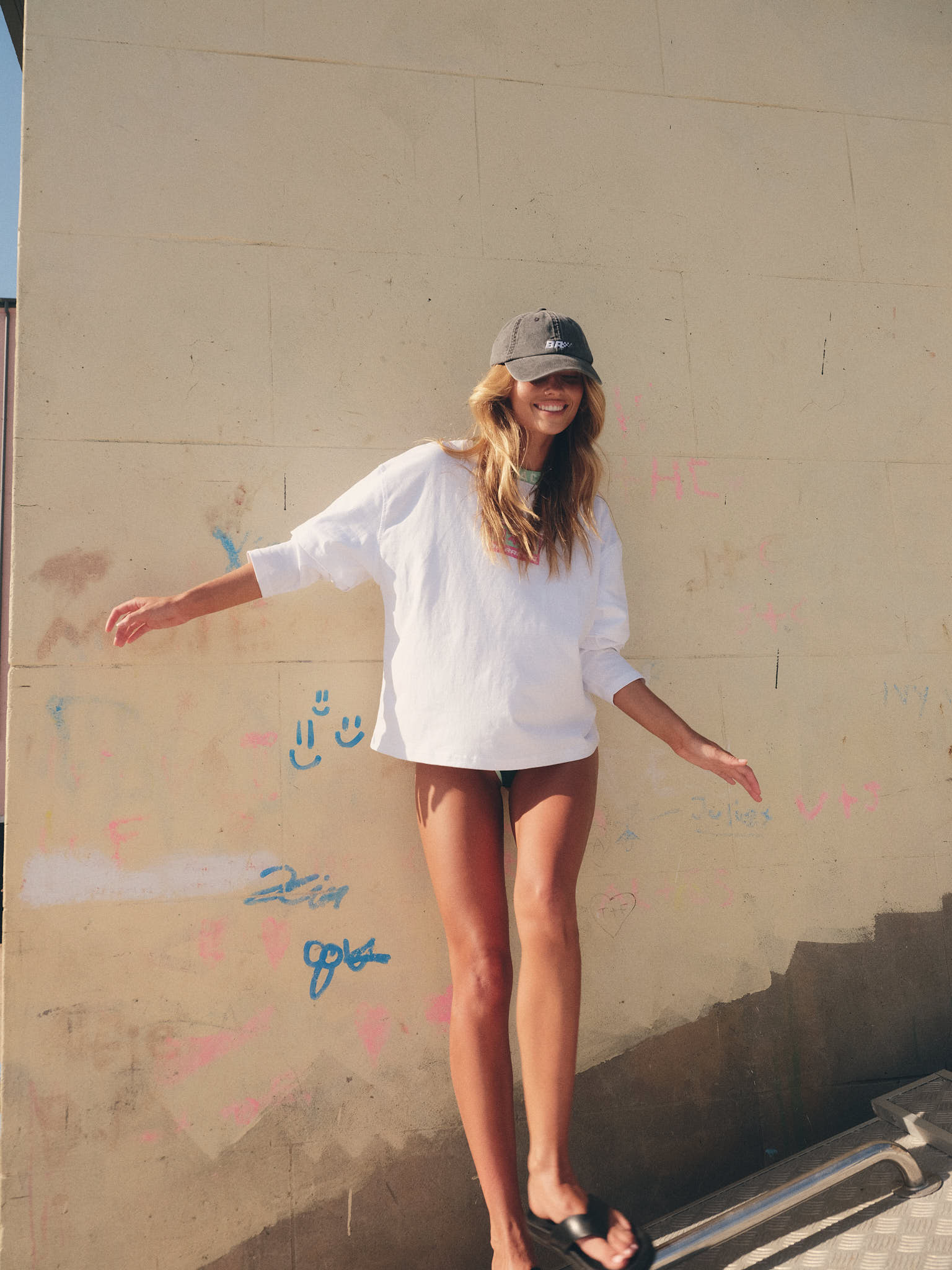 Speedway Layered Long Sleeve Tee - White