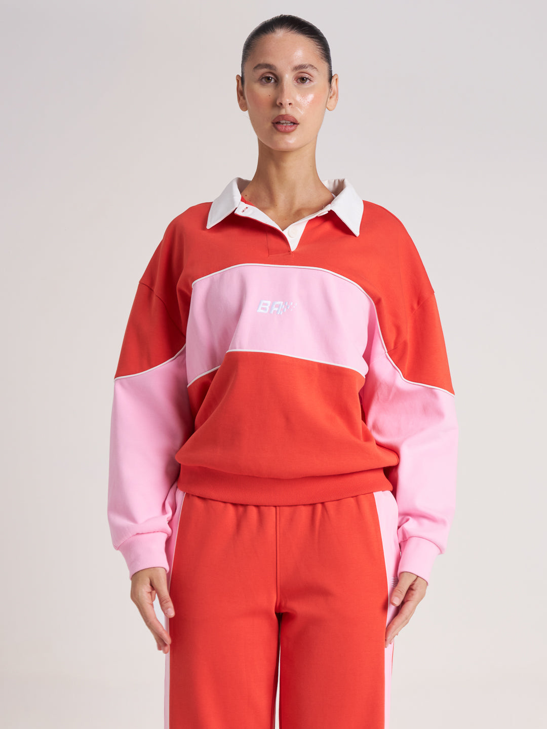 Speedway Prep Collared Crew - Tomato