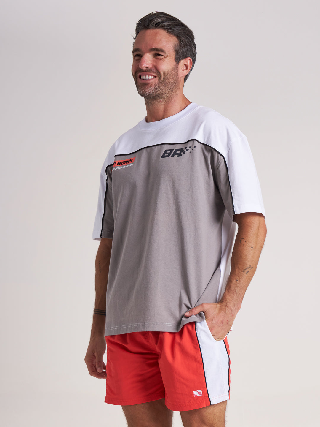 Speedway Sponsor Tee - White/Asphalt