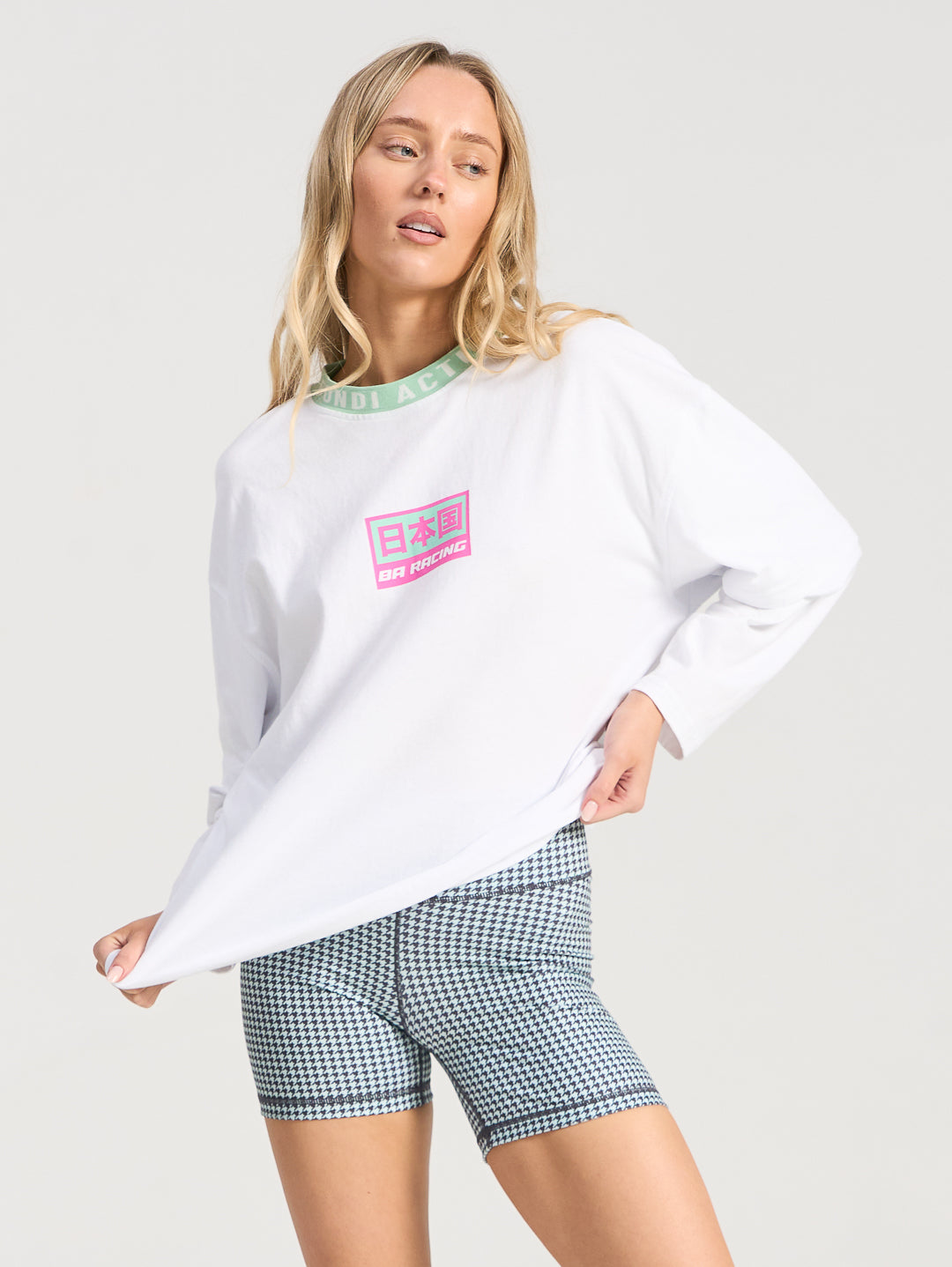 Speedway Layered Long Sleeve Tee - White