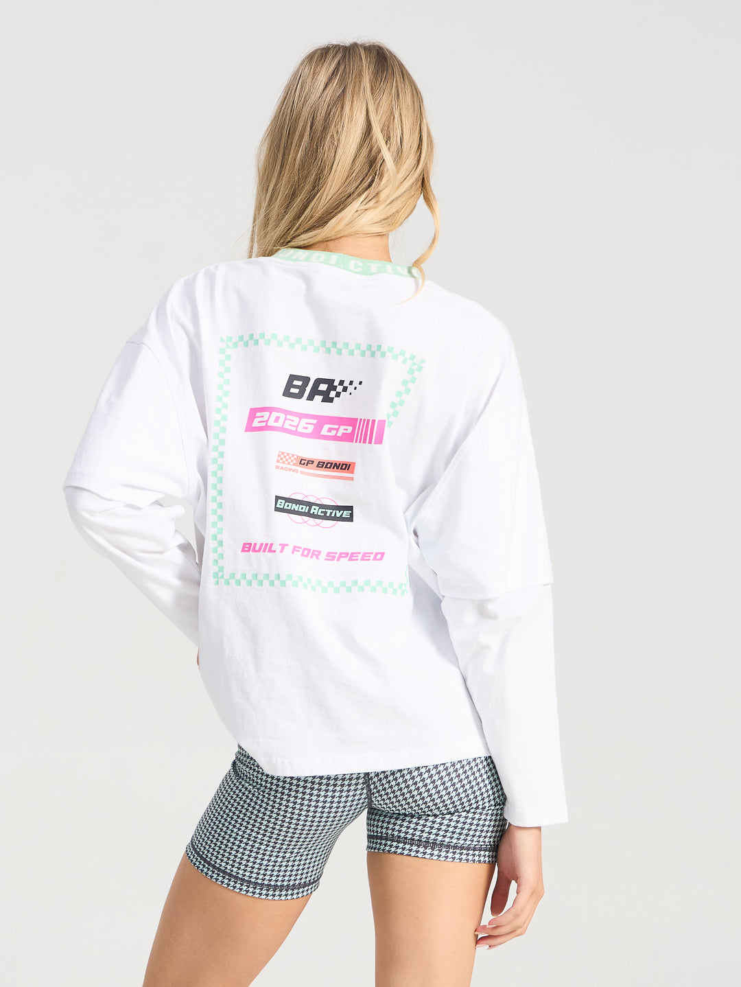 Speedway Layered Long Sleeve Tee - White