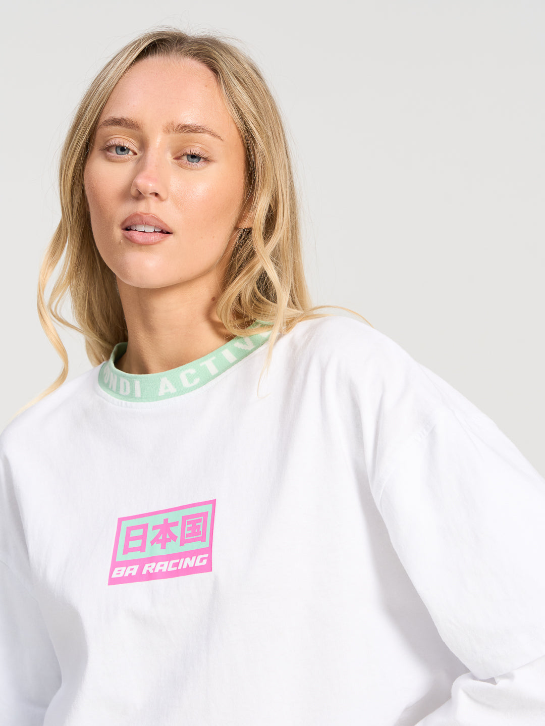 Speedway Layered Long Sleeve Tee - White