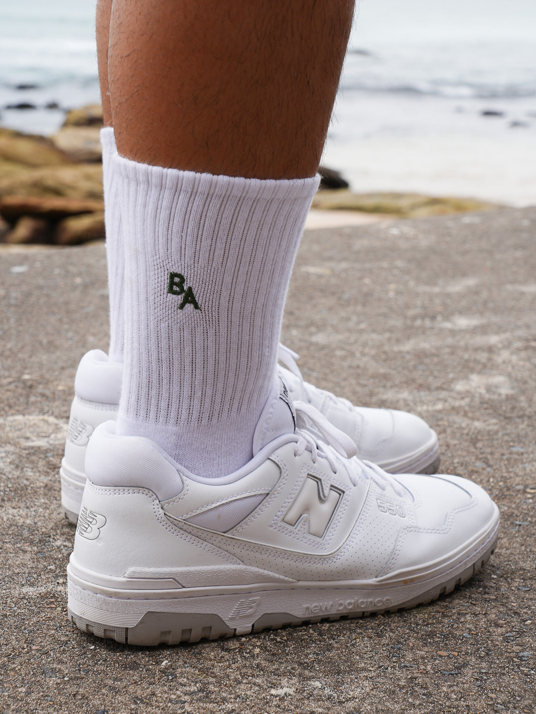 Logo Sock 2 Pack (White/Sage)