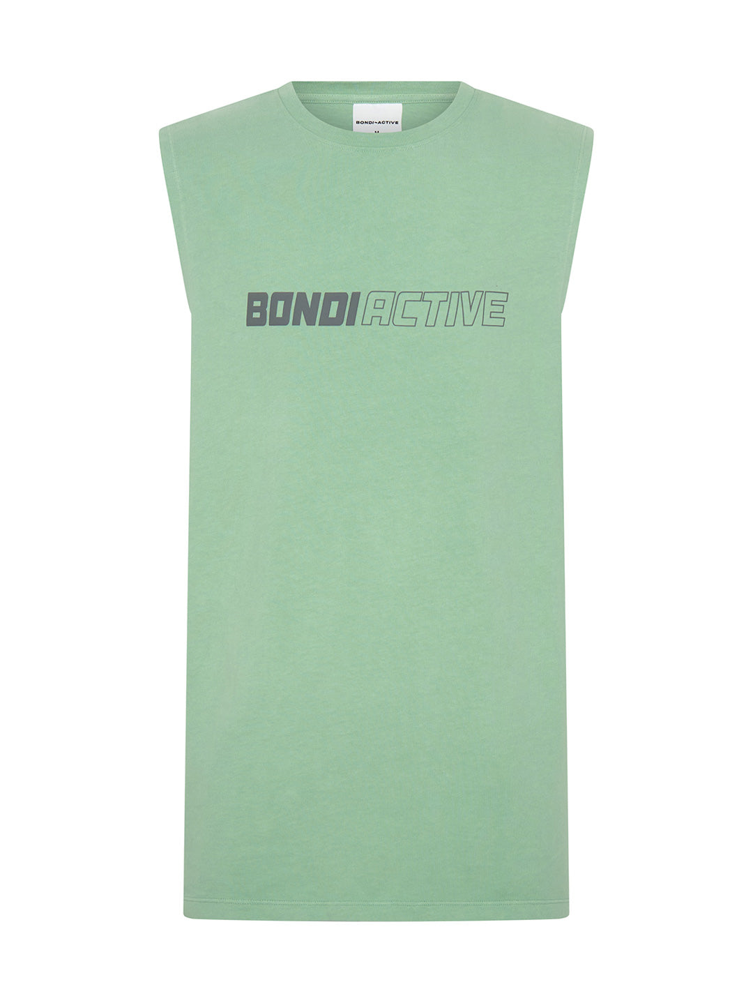 mint green and asphalt grey tank top front view product image